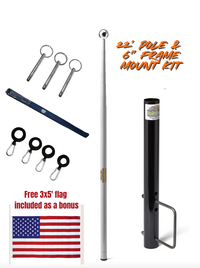Telescopic 22' Fiberglass Flagpole & 6" Frame Mount Kit