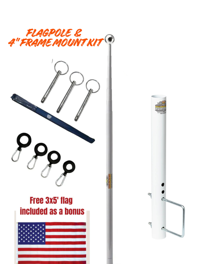 Telescoping Flagpole W/ 4" Bumper Mount Kit
