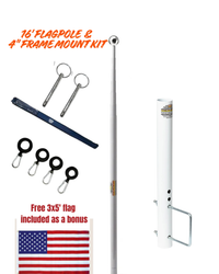 Telescoping Flagpole W/ 4" Bumper Mount Kit