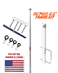 Telescopic Fiberglass Flagpole & 6" Frame Mount Kit