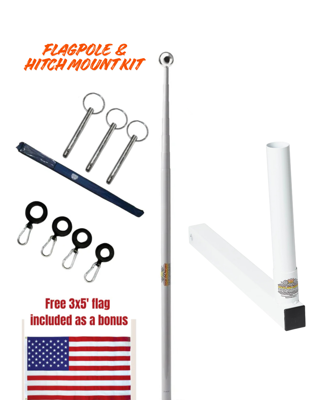 Telescoping Flagpole w/ Hitch Mount Kit