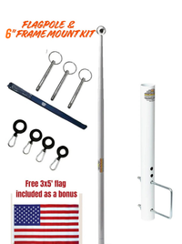 RV Telescopic Flagpole + 6" Frame Kit | Designed for Tow Trailers