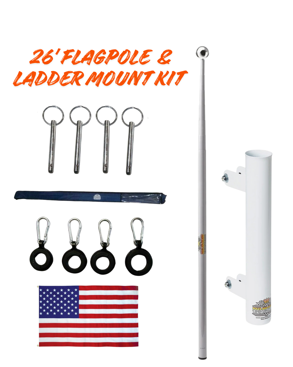 Ladder Rack Pole RV Flagpole Kit | Telescoping Pole + Ladder Mount – Poles and Holders