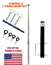 RV Telescopic Flagpole + 5" Bumper Mount Kit