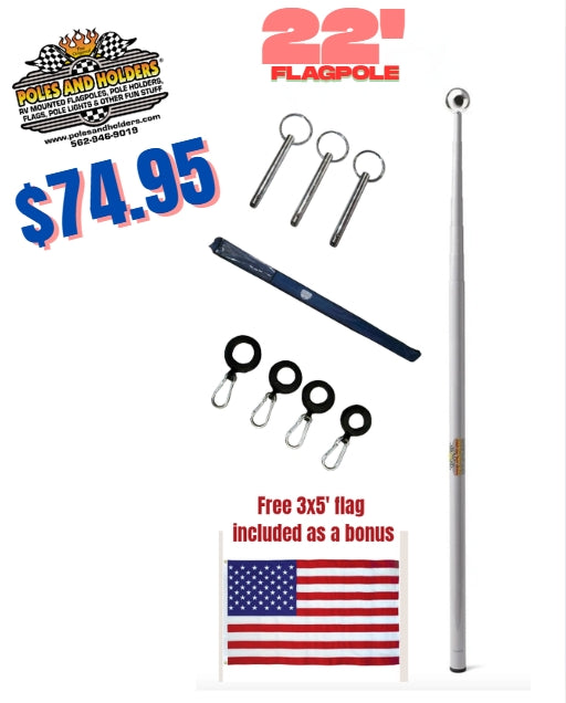 22' Telescoping RV Flagpole | Fiberglass Flagpole