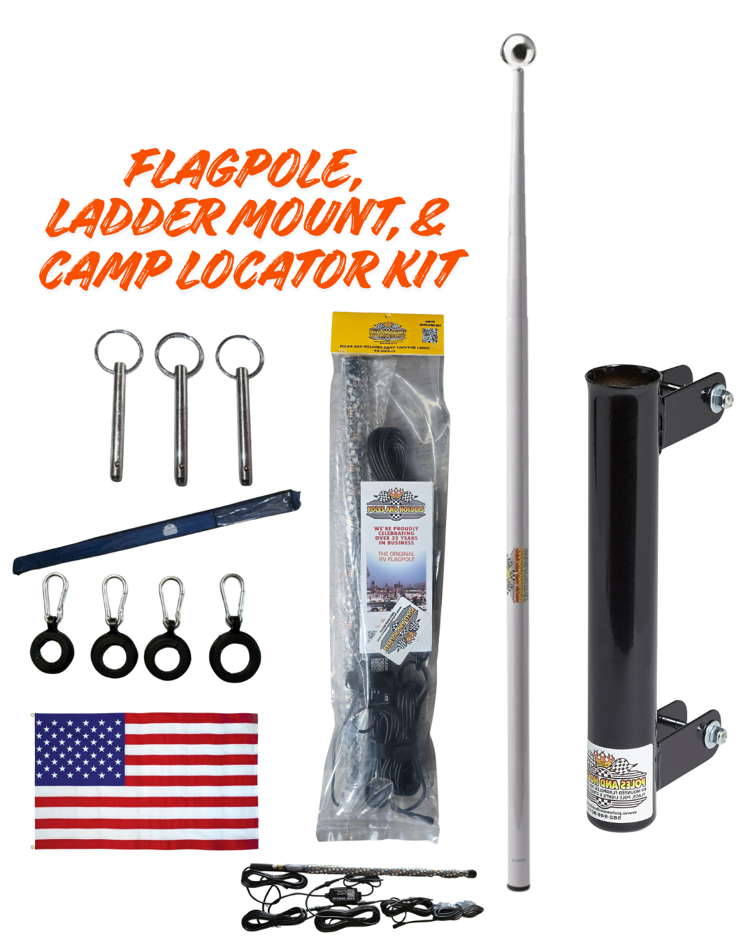 Telescoping Flagpole w/ Ladder Mount and Camp Locator Kit