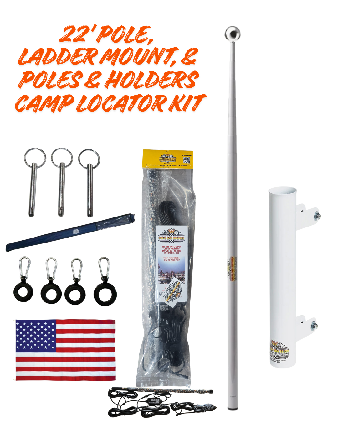 Telescoping Flagpole w/ Ladder Mount and Camp Locator Kit