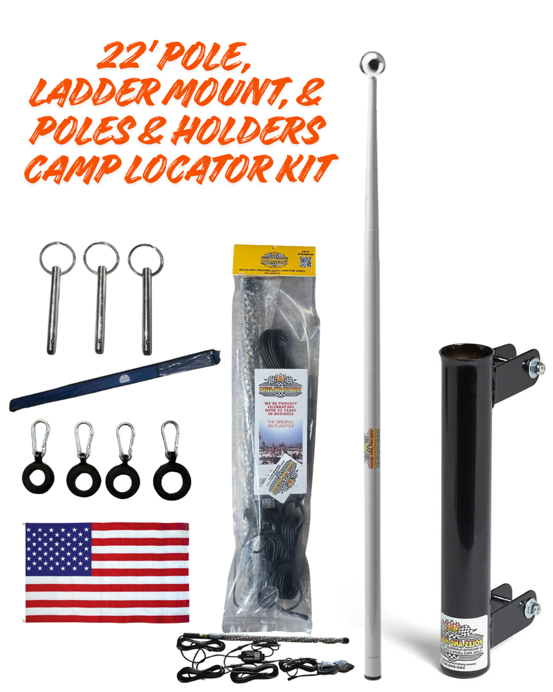 Telescoping Flagpole w/ Ladder Mount and Camp Locator Kit