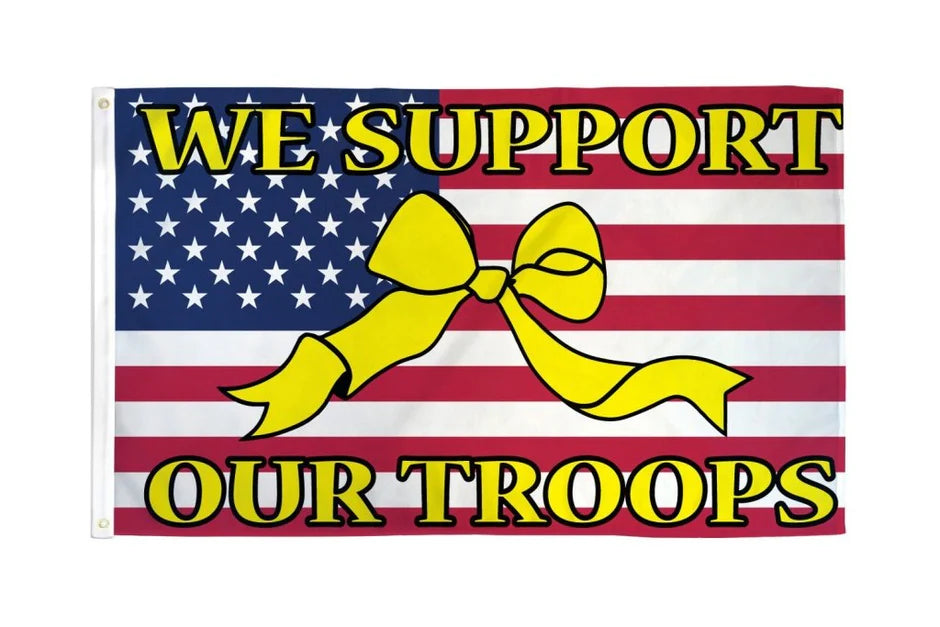 We Support Our Troops (USA Ribbon) Flag 3x5ft Poly Flag