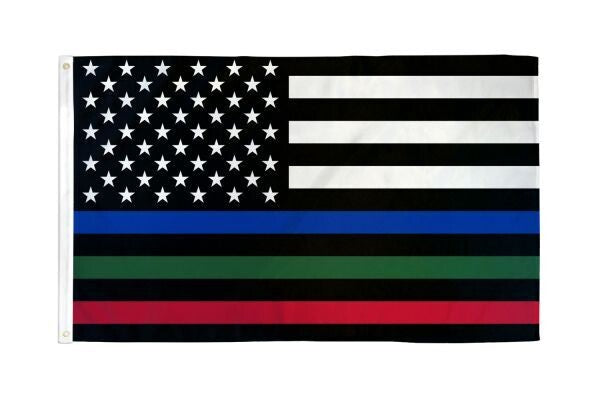 THIN BLUE/GREEN/RED LINE 3X5 FLAG